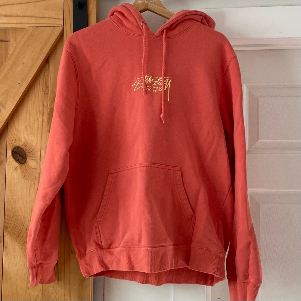 Stussy Mens Embroidered Peach Hoodie